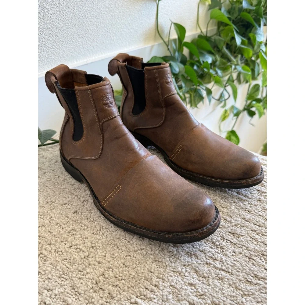 Timberland Earthkeepers City Cap Toe Chelsea Boots Leather Brown Men 10.5